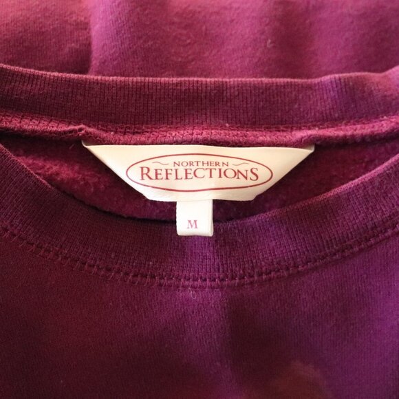 Vntg Northern Reflections Women's Medium Purple Rose Long Sleeve Crew Sweater - Picture 8 of 10